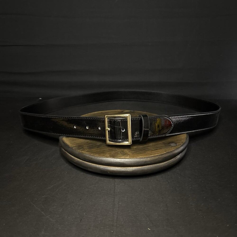 Galls Premium Off Duty Belt Size 52" High Gloss Leather Brass Buckle 1.5" Wide